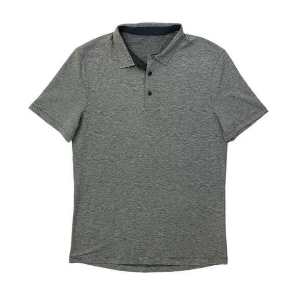 Lululemon Polo Shirt Mens 19"Across Gray Heather Evolution Short Sleeve Golf - Picture 1 of 9